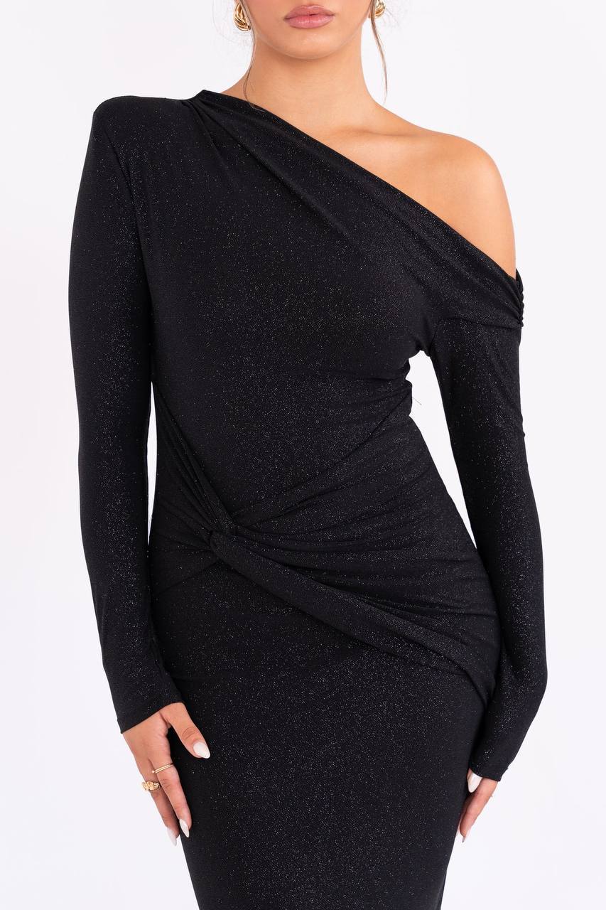 Glitter black long dress