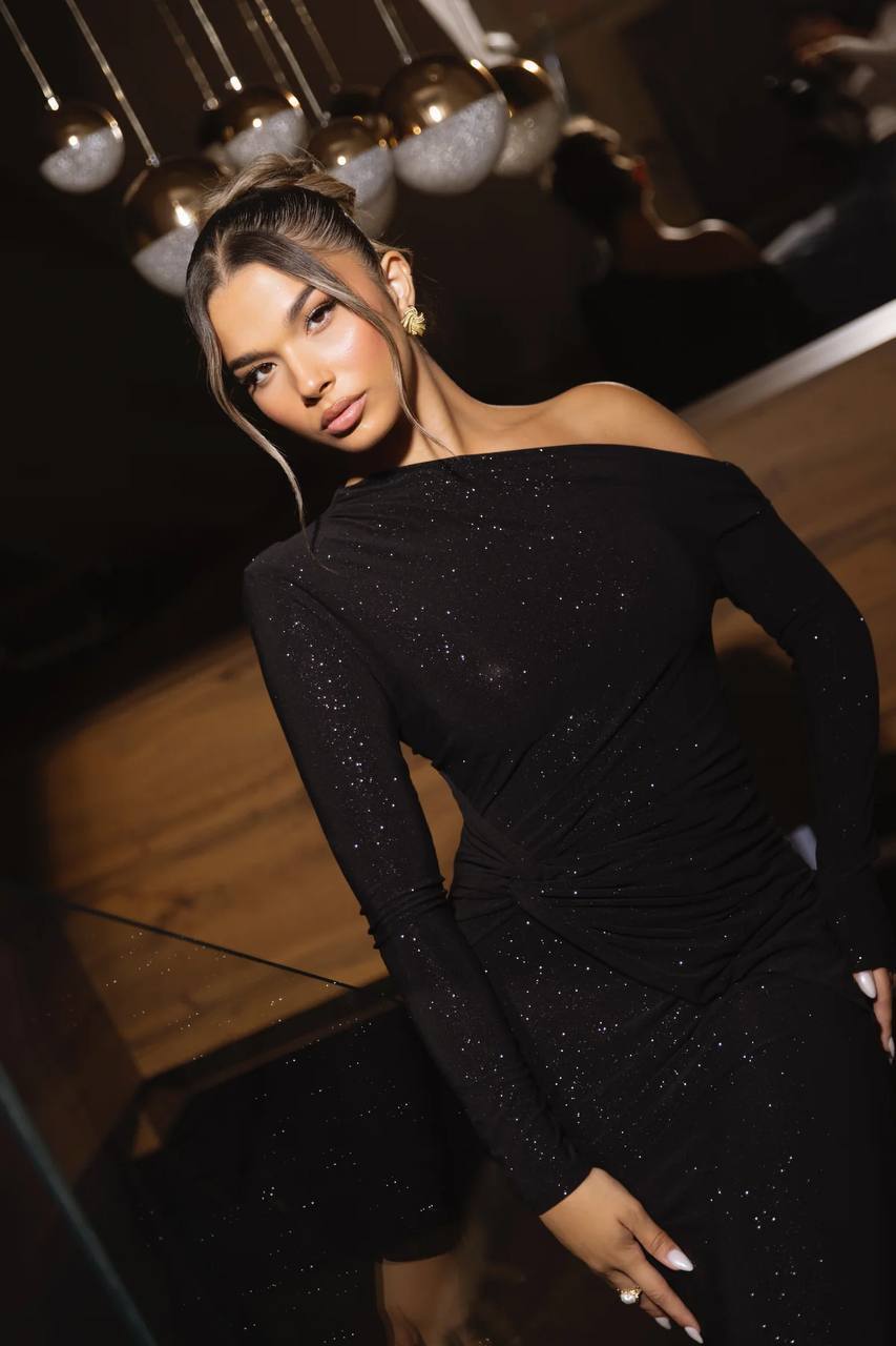 Glitter black long dress