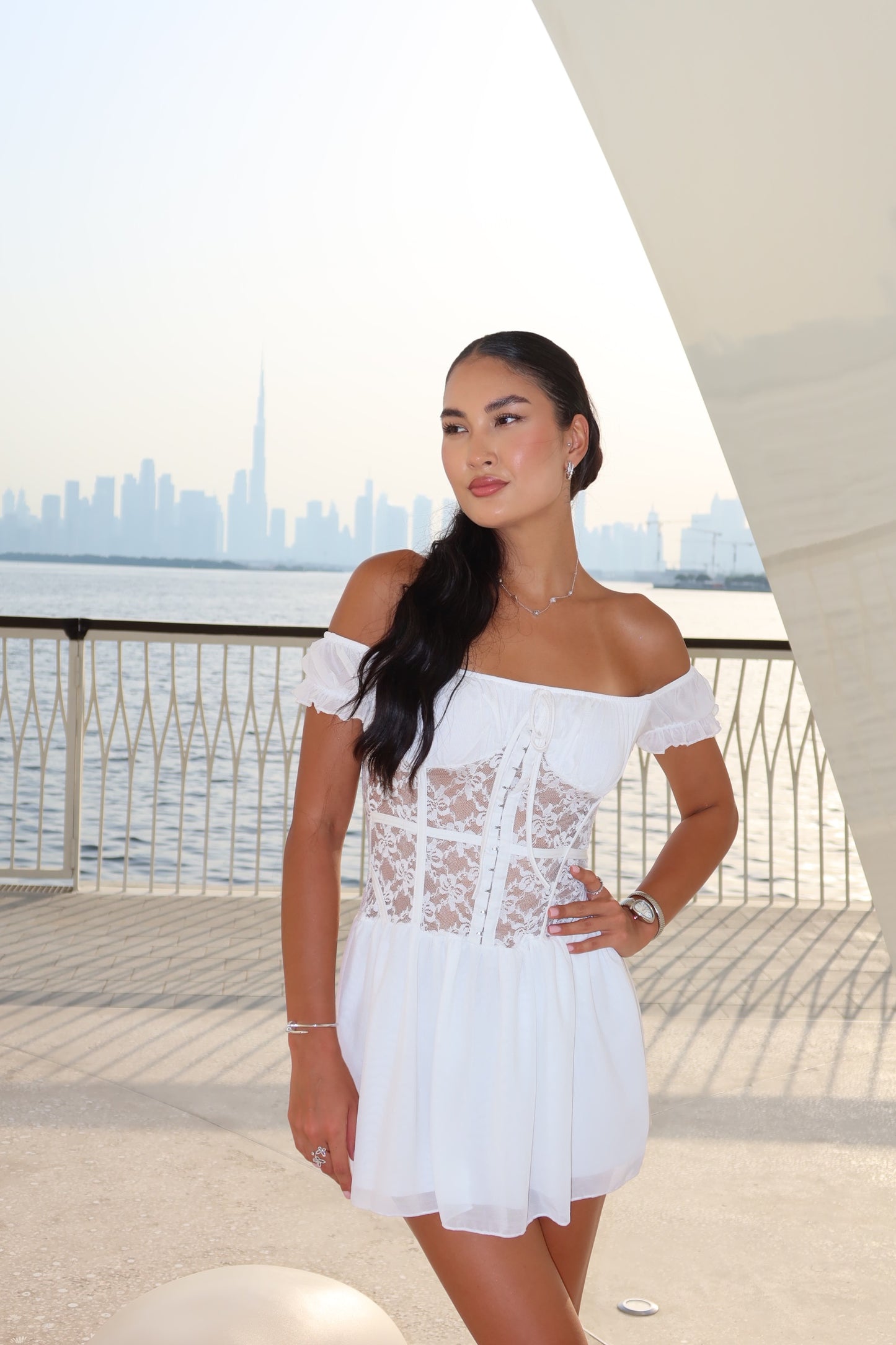 White summer mini dress
